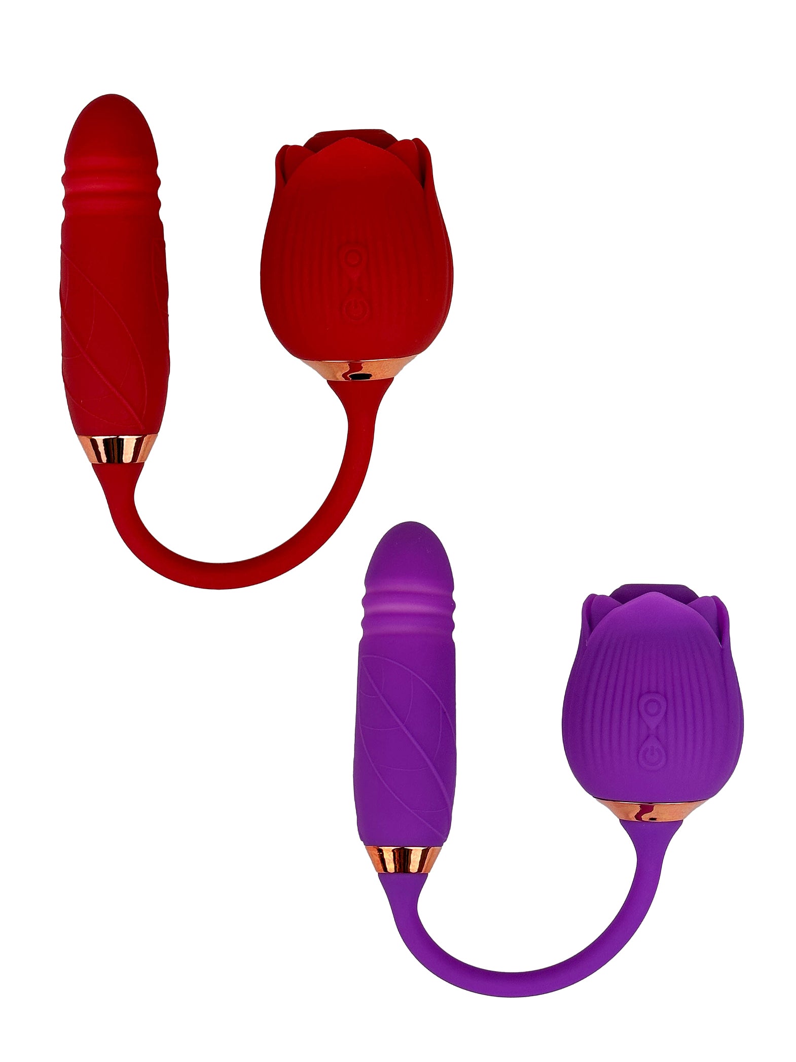 "Suction" Rose Vibrator with Thrusting Tail
